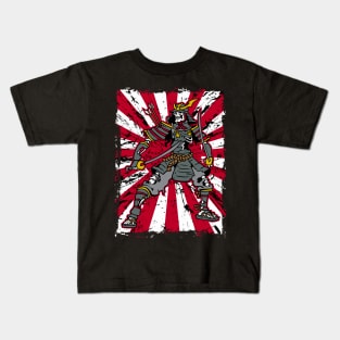 Skeleton Samurai Japanese Flag Kids T-Shirt